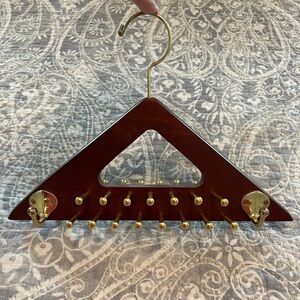 Premium Wooden Tie Belt hanger organizer brass hooks 5" W x 12.75"L